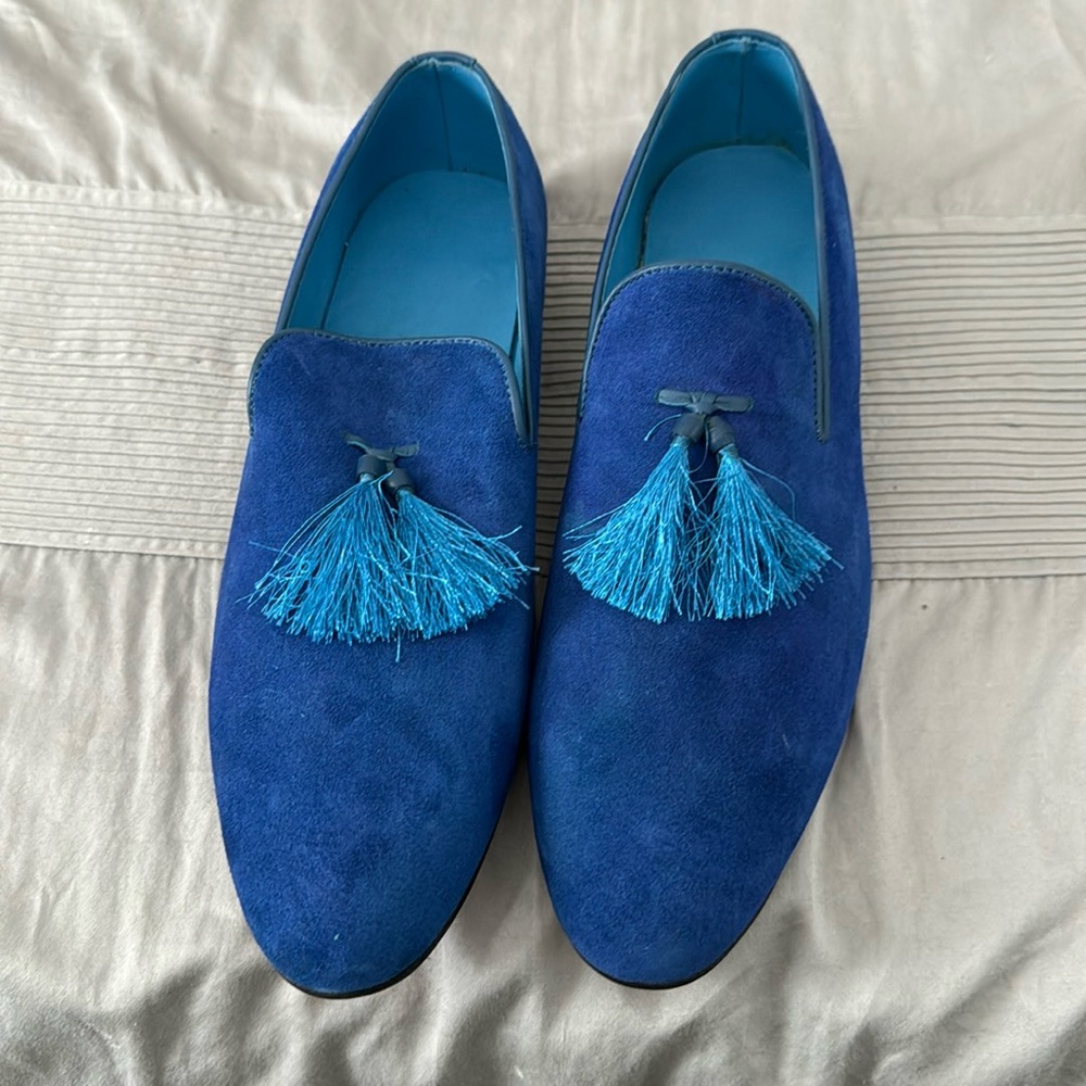Custom blue suede shoes 9 1/2 men